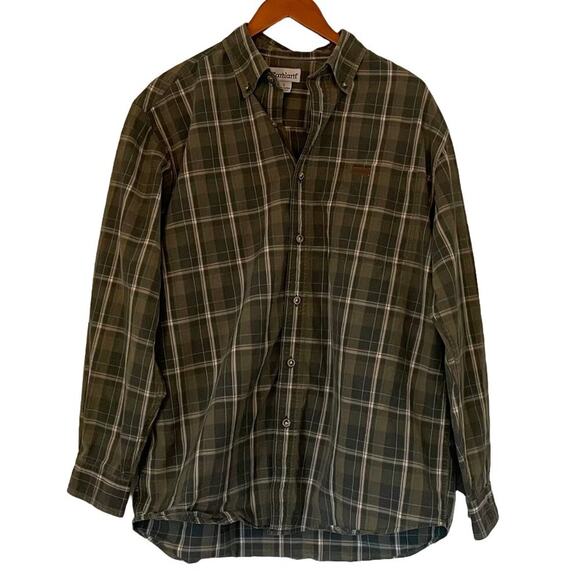 Carhartt Cotton Green/Tan/Neutral Plaid Button Down Long Sleeve Shirt, Size L - Picture 1 of 12